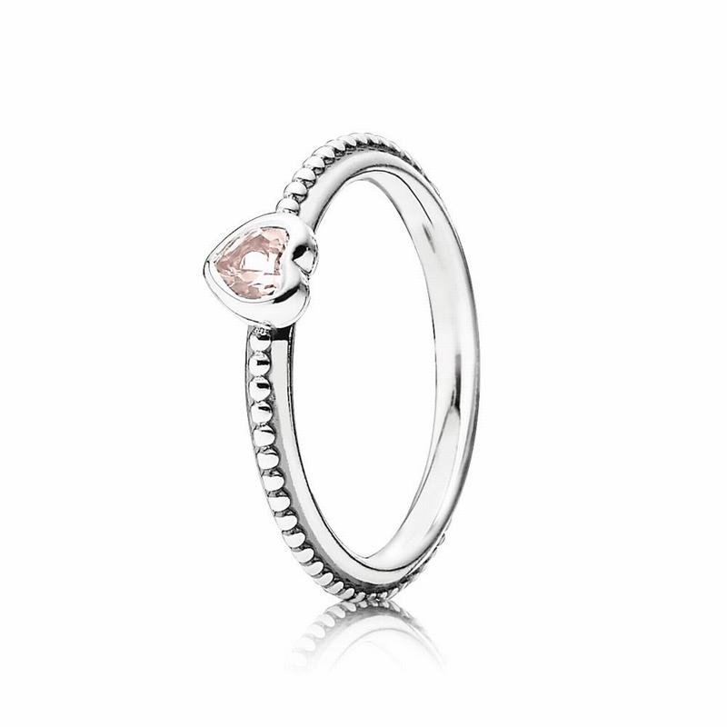 Pandora One Love Promise Ring Ireland - Sterling Silver/Pink/Synthetic Sapphire - 058421TYB